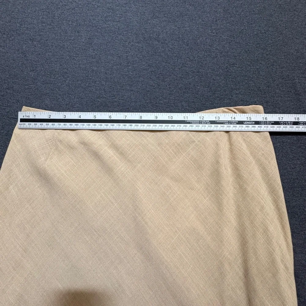 Faconnable Womens 12 Linen Blend A-Line Midi Skirt Beige Made in Italy NWT